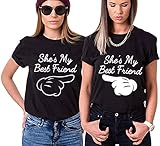 Best Friends BFF Beste Freunde T-Shirt für Mädchen - 1x Damen Tshirt Rechts Schwarz XS
