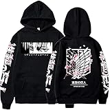 Sybnwnwm Attack on Titan Hoodie Levi Ackerman Pullover Wings of Freedom 3D Print Long Sleeves Hooded Sweatshirt Hoodies, Schwarz A, M