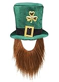 Boland 44907 Hut Leprechaun, Grüner Kobold, mit Bart, Mütze, Kopfbedeckung, Irland, St. Patricks Day, Glücksbringer, Karneval, Mottoparty