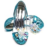 ELSA & ANNA Prinzessin Schuhe Mädchen – Prinzessin Schuhe mit 3 cm hohem Absatz – Glitzer Schuhe Mädchen – Schuhe für ELSA Kleid für Partys, Fasching, Karneval – (BLU14-SH)