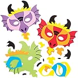 Baker Ross Drache Masken Bastelset für Kinder (4 Stück) Kleine Geschenke zum Basteln und Dekorieren zur Frühlingszeit
