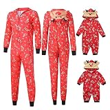 Weihnachten Pyjama Familie Set Passender Schlafanzug Weihnachtspyjama Damen Herren Jumpsuit Kinder Outfit Baby Overall Strampler Rotes Kariertes Nachtwäsche Hausanzug Winter Schlafanzüge @1