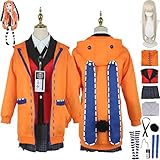 bbganlian Anime Kakegurui Yomozuki Runa Cosplay Kostüm Outfit Jabami Yumeko JK Schule Uniform Full Set Halloween Party Dress Up Anzug mit Perücke Halsketten für Frauen Mädchen (M)