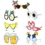 YOUDALIS 7 Paar Party Sonnenbrille,Hawaiian Tropical Party Brille Set,Neuheit Brillen für Foto-Requisiten Beach Kostüm Dekoration Themenorientierte Sommer Verkleiden