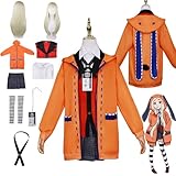 CosDance Anime Yomozuki Runa Cosplay Kostüm Outfit Kakegurui Uniform Komplettset Halloween Party Dress Up Anzug mit Perücke für Frauen Mädchen (M)