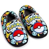 Pokemon Hausschuhe Kinder Junge, Kinder Hausschuhe, Pikachu Hausschuhe Jungen, Anti-Rutsch, 28-38 (Schwarz/Mehrfarbig, 31 EU)