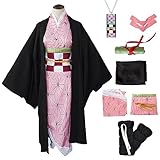 Mprocen Cosplay Kostüm Outfit Set für Erwachsene, Kimono Cosplay Outfits mit Bambus, Halloween Party Kostüme Cosplay Kleidung für Frauen
