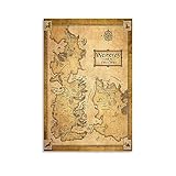 UMCHU Westeros And Fire Cities Map Poster Dekorative Malerei Leinwand Wandkunst Wohnzimmer Poster Schlafzimmer Malerei,Wandkunst Bilddruck Moderne Familienzimmer Dekor 08x12inch(20x30cm)