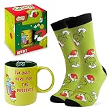 The Grinch Tassen-und Socken-Geschenkset für Herren – 325ml Kaffeetasse und Socken mit Motiv