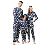 jakloz Weihnachts Pyjama Familie Set Einteiler Weihnachten Onesie Lang Schlafanzug Damen Herren Jungen mit Kapuze Weihnachtspyjama Set(Herren,M)