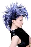 WIG ME UP - PW0078-1-P103PC10 Perücke Faschingsperücke Karneval Punk Glam Vamp Mohawk Iro Auftoupiert Schwarz Blauviolett