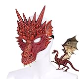 SHZMJL Schädelmaske mit beweglichem Kiefer,3D Drachenmaske für Erwachsene Party Cosplay,Gruselige Tiergesichtsmasken Halloween Party Kostüm Cosplay (3D Drache)
