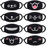 AOZUO 8 Stück Süße Katzen Gesichtsmasken, Kawaii Mundschutz Maske Mundmasken Aus Baumwolle Wiederverwendbare Waschbare Gesichtsmaske Anti Staub Anime Masken Für Frauen Und Männer
