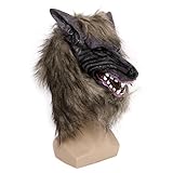 GET Freshs Kostüm Kostüm Maske, Latex Tier Wolf Kopf mit Haarmaske für Halloween-Party