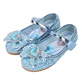 Eleasica Mädchen Eiskönigin Schuhe für Kinder Prinzessin ELSA Sandalen Weihnachten Karneval Schuhe Flach Klettverschluss Glitzer Kristall Ballerinas Geburtstagsgeschenk Verkleidung,Blau,26