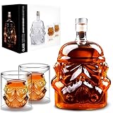 Whiskyflasche Karaffe Dekanter mit 2 Gläsern, Whiskygläser, Whiskykaraffe für Wein, Likör, Scotch, Bourbon, Brandy, 750 ml