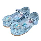 YOSICIL Mädchen Elsa Prinzessinnenschuhe Sandalen Bowknot Low Heels Kinder Ballerina Kristall Pailletten für Partei Verkleidung Halloween Karneval Weihnachten Kindergarten, Blau, 26