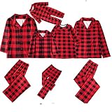 yiouyisheng Weihnachten Karo Familie Pyjama Set Nachthemd Kleid Hose Jumpsuit Familien Weihnachtspyjama Weihnachtsschlafanzuge Weihnachts Schlafanzug Damen Herren Kinder Baby Family Christmas Pjs