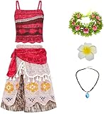 LCXYYY Vaiana Kostüm Mädchen Fasching Cosplay Abenteuer Prinzessin Vaiana Kleid und Zubehör Halloween Weihnachten Karneval Festkleid für Kinder Geschenke