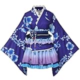 GRACEART Japanischer Kimono Robe Anime Cosplay Kostüm Kleid (L, Blau)