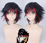 Anime Coser Wig Anime Kill La Kill Matoi Ryuko Cosplay Perücke Frauen Schwarz Haar mischen Rote Perücke + Perücke Gratis