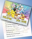 ich Einladungskarten 10er Set Kindergeburtstag kompatibel mit Pokemon, Format DIN A6 (Postkarte 148 x 105 mm), 0055