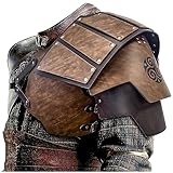 HiiFeuer Wikinger-Kunstleder-Einzelschulterschutz, Retro-Mittelalter-Ritter-Schulterschutz für LARP/Cosplay (Braun)