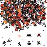 Halloween Deko Konfetti, 500 Halloween Dekoration Confetti,Fledermaus Streudeko,Spinne Tischdeko,Hexen Deko,Halloween Party Konfetti, Gespenster, Spinnweben, Sterne, Kürbisse,Horror Desktop Dekoration