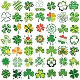 HOWAF Kleeblatt Tattoos, 96 Stück St. Patrick's Day Temporäre Tätowierung Cheerleader Tattoo Aufkleber Glückstattoo Klebetattoos für Erwachsene Kinder St. Patrick's Day Deko Accessories