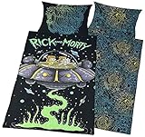 Rick and Morty Bettwäsche-Set „UFO“, Polyester-Baumwolle, Mehrfarbig, für Einzelbett, Polyester-Baumwolle, Mehrfarbig, 135 x 0.5 x 200 cm