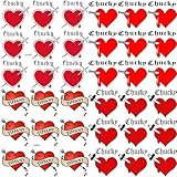 COKTAK 36 Stück Braut von Chucky Tattoo Herz Damen Herren Kinder Erwachsene, Halloween Kostüm Zombie Bride of Chucky Make UP Schminke Tattoo, Tiffany Kostüm Chucky Herz Temporäre Tattoos Aufkleber
