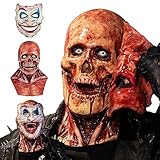 DAZZTIME Masks Horror,Gruselige Vollkopf 3D Skelett ,Lächelnder Dämon Scary Ghost Mask,Latex Kostüm,Totenkopf ,für Cosplay Halloween Party, Unisex