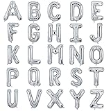 XXL Groß Buchstaben A Ballon Silber Helium Luftballons Riesen Mylar Alphabet Folienballon Jubiläum Babyparty Hochzeit Geburtstag Party Dekoration 100CM(Silber A)