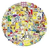 The Simpson Aufkleber für Laptop(100 PCS),Geschenk für Kinder Teens Erwachsene Jungen,Simpson Animation Aufkleber für Wasserflaschen,Vinyl Stickers für Fahrrad,Scrapbook,Skateboard,Auto Motorrad
