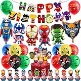 40 Stück Helden Geburtstag Deko Jungen Mädchen, Dekoration Geburtstag Set für Geburtstagsparty Kinder, Deko Geburtstag Kinder Jungen Mädchen umfassen Banner Ballon Folienballon Tortendeko