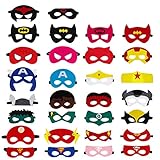 HONGXIN-SHOP Superhelden Masken, Filz Masken Superhero Cosplay Party Masken Halbmasken mit Elastischen Seil für Erwachsene und Kinder Party Maskerade Multicolor, 30 Stücke