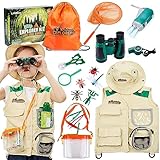 Forscherset Entdecker für Kinder Entdeckerspielzeug Outdoor Adventurer Explorer Set mit Lupe Fernglas Schmetterlingsnetz Becherlupe Abenteuer Kit Draußen Spielzeug Geschenk Kinder Jungen 3 4 5 6 7
