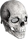 ZOSIGN Skelett Halloween Maske, Totenkopf Maske Erwachsene, Voller Kopf Skull Maske,Halloween Skelettmaske mit Beweglichem Kiefer, für Halloween Cosplay Partymaske（Grau）