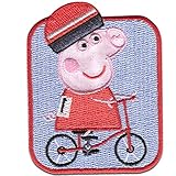 Aufnäher/Bügelbild - Peppa Wutz 'Fahrrad' - rot - 5,8 x 7,4 cm - by Entertainment One  Patch Aufbügler Applikationen zum aufbügeln Applikation Patches Flicken