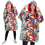 Avengers Übergroße Herren Hoodie Decke mit Ärmeln - Stitch Oversized Kapuzenpullover Fleece Tragbare Decken für Teenager - Geschenke für Fans (Mehrfarbig)
