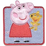 Aufnäher/Bügelbild - Peppa Wutz 'Peppa & Teddy' - rot - 5,8 x 6,3 cm - by Entertainment One  Patch Aufbügler Applikationen zum aufbügeln Applikation Patches Flicken