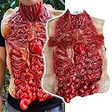 XehCaol Halloween Leiche Blutig Zombie Decoration Fake Halloween Kostüm Deko Horror Bloody Intestine Torso Chest Fake Dead Body Cosplay Props (Red Body)