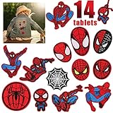 Patches zum aufbügeln 14 stück Spiderman Eisen Auf Patch Fun Stickerei Applique DIY Patches für Kleidung Handgenäht,Geeignet für Jeans, T-Shirts, Jacken, Rucksäcke beliebt bei Kind