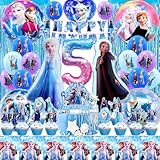 Frozen Geburtstagsdeko 5 Jahre Mädchen, An na und El sa party deko Kindergeburtstag, Ballon Froze Geburtstagsdeko 5 Jahre Mit Froze Luftballons, El sa Muffin Deko, Latex Luftballon, Folienballon