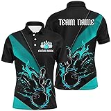 vhasport Bowling Trikot für Damen und Herren, Schwarz und Blau, Individueller Name, Turnier-Jersey I6186