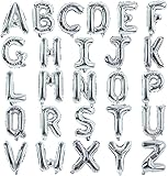 TONIFUL 52 Stück 16 Zoll Silber Buchstabe A-Z Ballons Benutzerdefinierte Phrase Mylar Folie Alphabet Erstellen Sie Ihr Eigenes Banner für Geburtstag Jubiläum Feier Graduierung Party Supplies