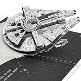 Hallmark Star Wars Millennium Falke 3D Pop-Up Karte für jeden Anlass Geburtstag Vatertag Han Solo Weltraum Thema Silber