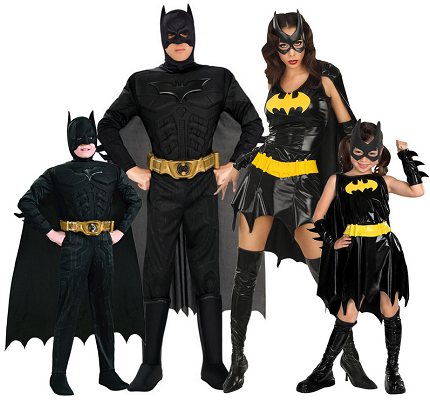 Gruppenkostüm-Fasching-Karneval-Halloween-Batman-Batgirl-4-Personen