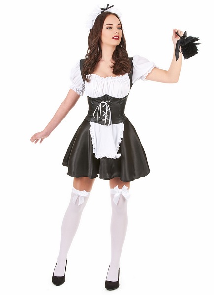Dienstmädchen-Hausmädchen-Zimmermädchen-Kostüm-Damen-Frauen-Erwachsene