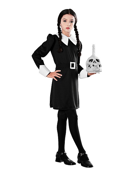 Wednesday-Addams-Family-Kostüm-Kinder-Mädchen-Damen
